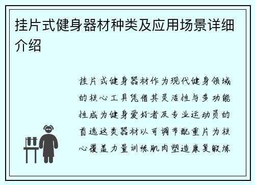 挂片式健身器材种类及应用场景详细介绍
